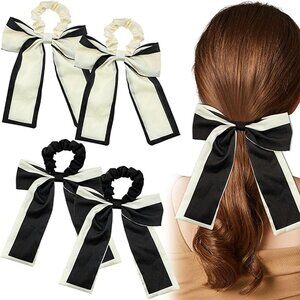 Alo Yoga Bow Hair Tie Scrunchie Love Knot Black and White